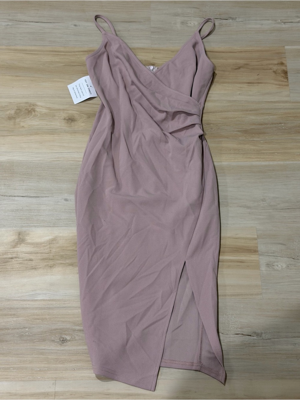 Sleeveless Mauve Wrap Midi Dress with Side Slit